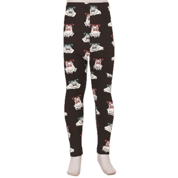 KID'S Blue Frogs In Glasses Printed Full Length Leggings Size S/M NWT - Picture 2 of 4